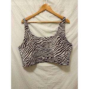 All Access Zebra Print Crop Tank Top Womens 2X Scoop Neck